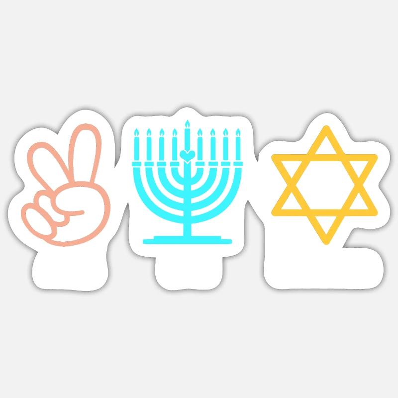 Hanoukka Hanoukka Hanoucca - Sticker taille S (10 x 10 cm) - blanc mat