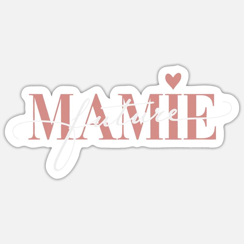 Future mamie annonce de grossesse chic et tendre - Sticker taille S (10 x 10 cm) - blanc mat