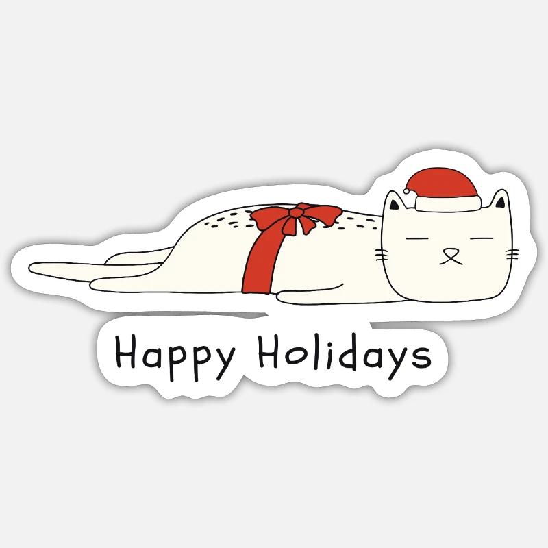 Funny cat Christmas - Sticker size S (10 x 10 cm) - white matte