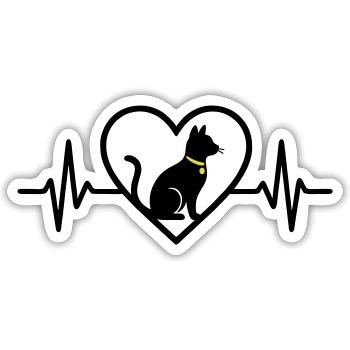 Katze Herz Silhouette Süß Pet Lover Geschenk - Sticker Größe S (10 x 10 cm) - Mattweiß - Vorne