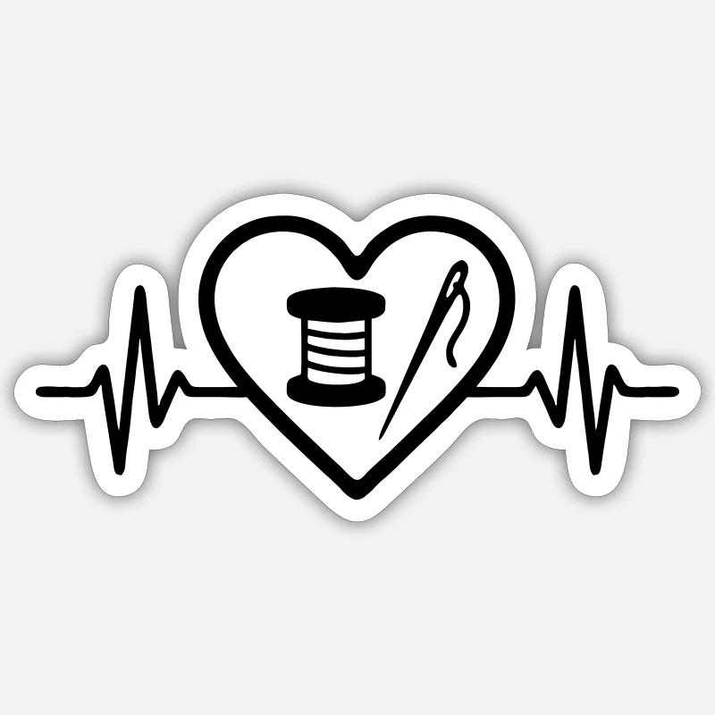 Coeur + Couture – Passion Couture - Sticker taille S (10 x 10 cm) - blanc mat
