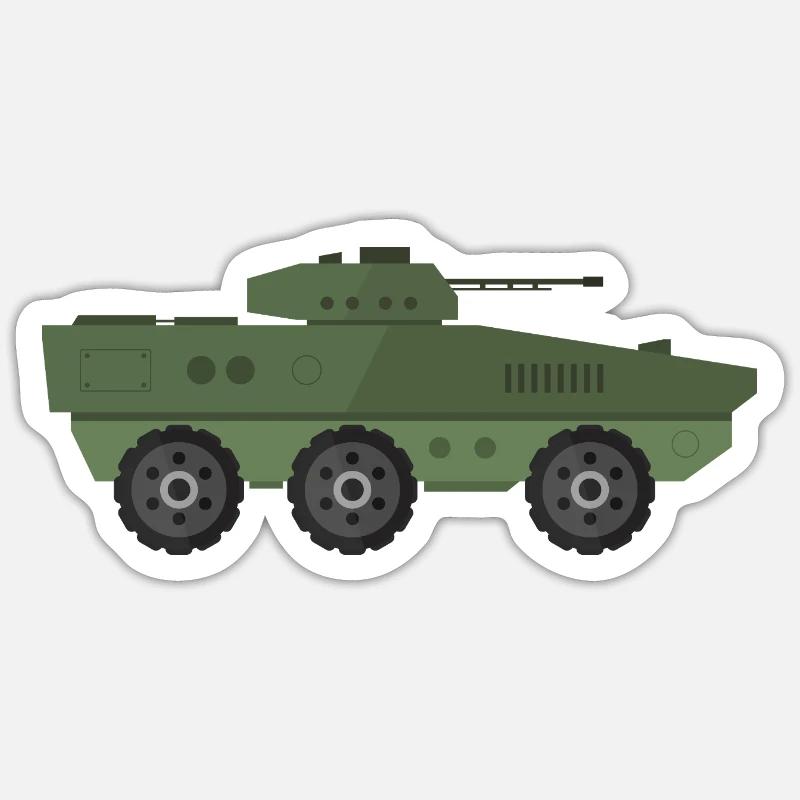 Char militaire - Sticker taille S (10 x 10 cm) - blanc mat