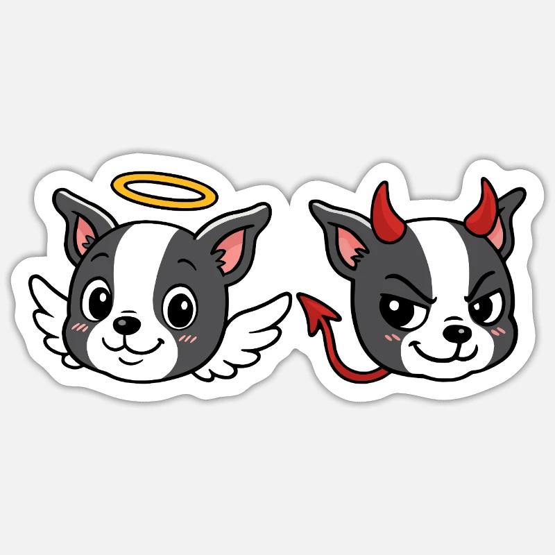 Boston - Angel-Devil - Sticker size S (10 x 10 cm) - white matte