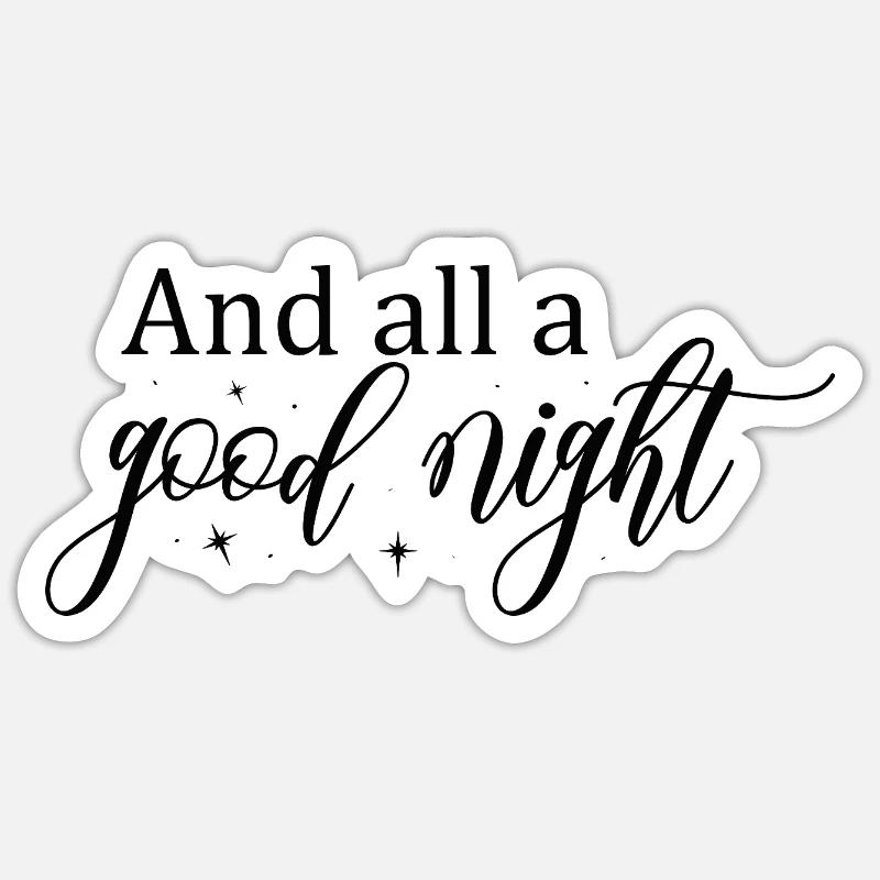 Good Night Script with Stars - Sticker size S (10 x 10 cm) - white matte