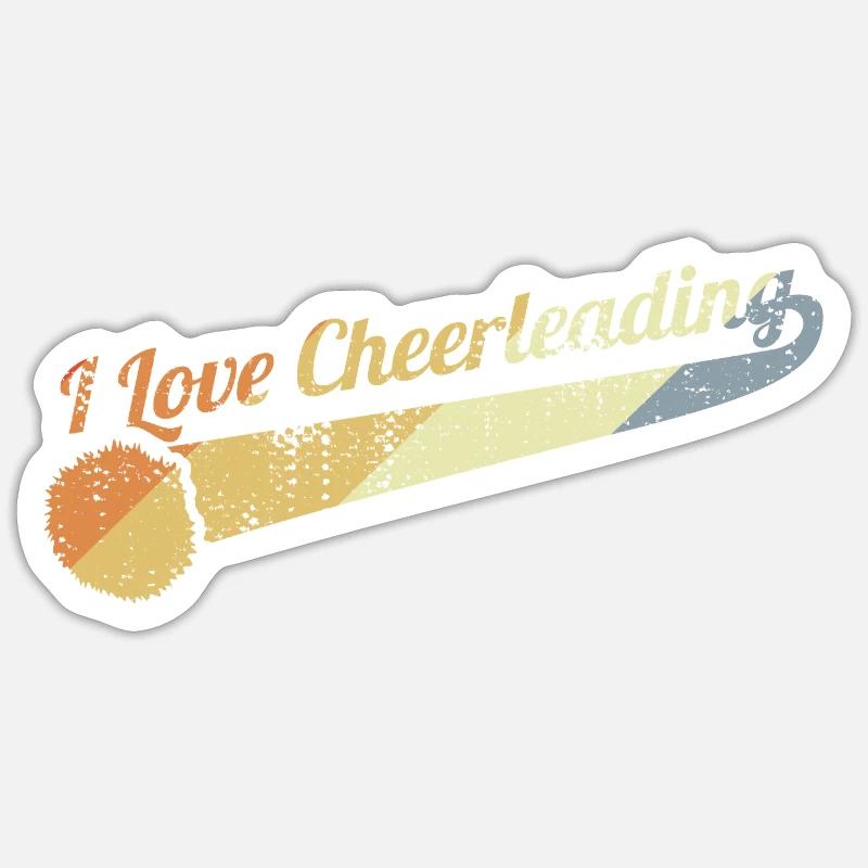 J’adore le cheerleading - Sticker taille S (10 x 10 cm) - blanc mat