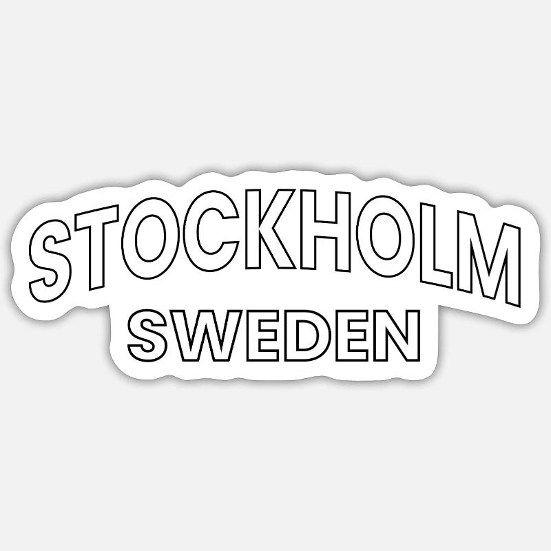 Conception de texte Stockholm – Suède - Sticker taille S (10 x 10 cm) - blanc mat