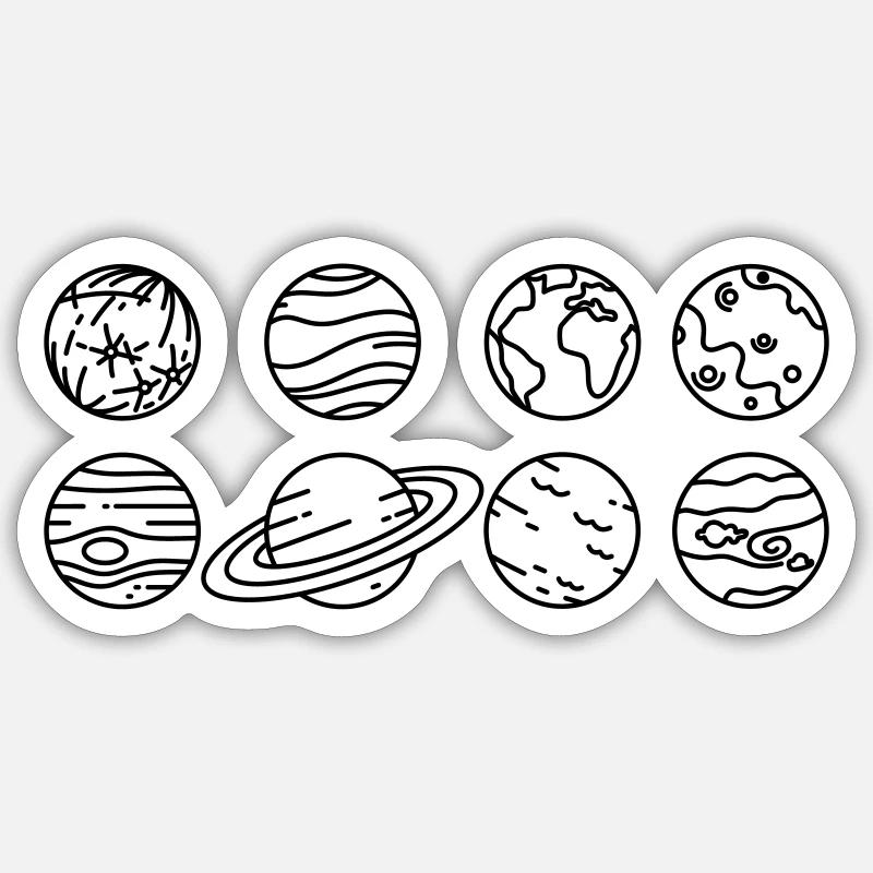 Solar System Planets – Solar System Space - Sticker size S (10 x 10 cm) - white matte