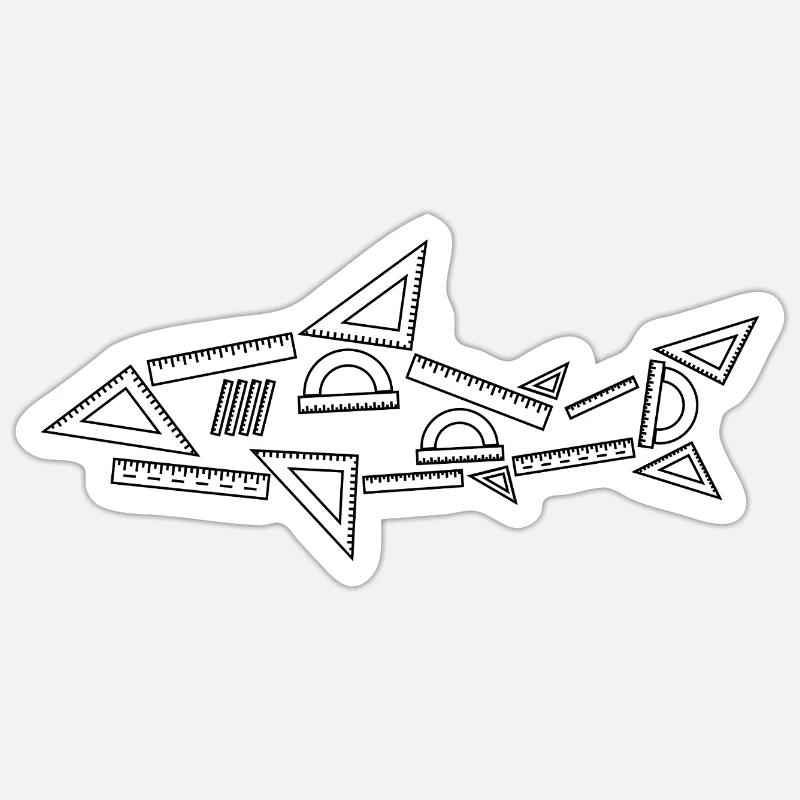 Math Shark - Sticker taille S (10 x 10 cm) - blanc mat