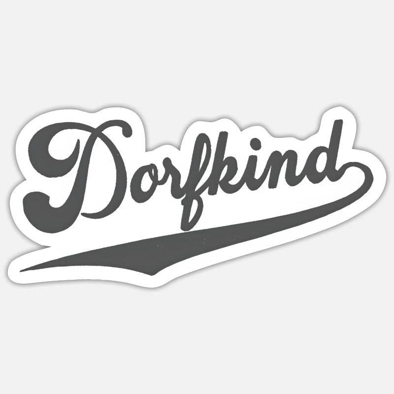 Dorfkind Design – Retro Script Logo mit Schwung Sticker Größe S (10 x 10 cm)