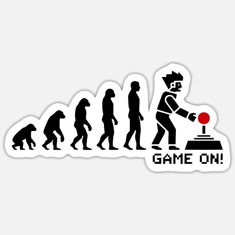 Evolution to Gamer Pixel Look - Sticker size S (10 x 10 cm) - white matte