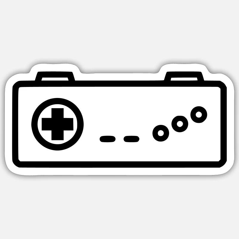 Retro Gamepad Outline Icon - Sticker Größe S (10 x 10 cm) - Mattweiß