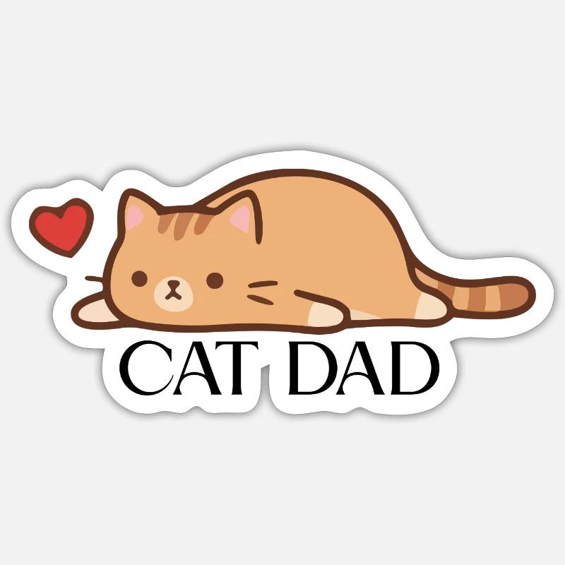 CAT_DAD - Sticker Größe S (10 x 10 cm) - Mattweiß