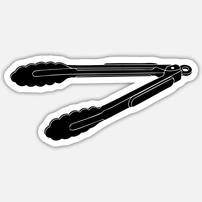 Silhouette des pinces barbecue - Sticker taille S (10 x 10 cm) - blanc mat