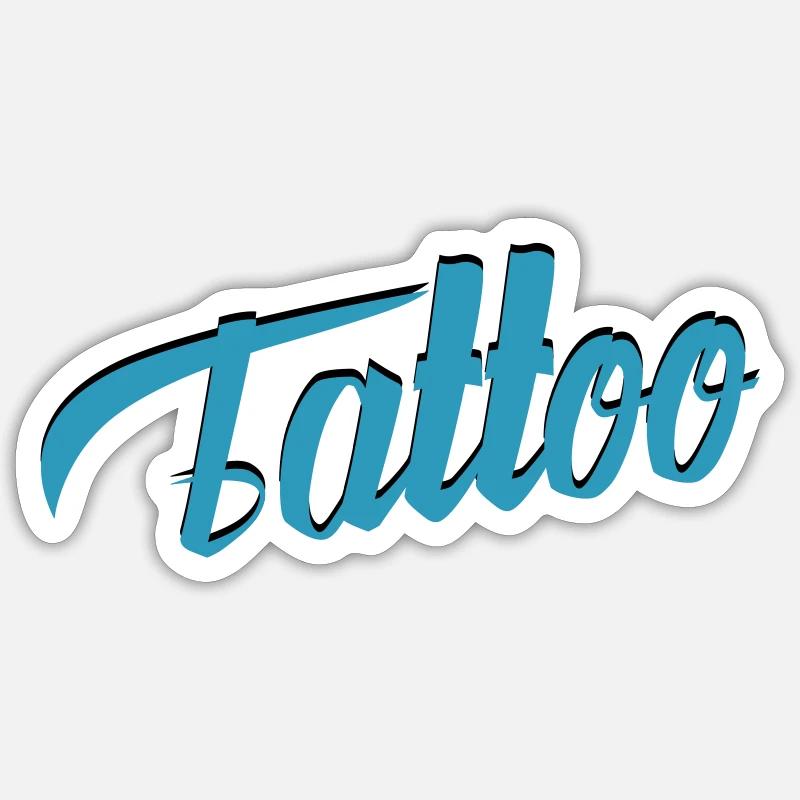 Écriture de tatouage en sarcelle-ci - Sticker taille S (10 x 10 cm) - blanc mat