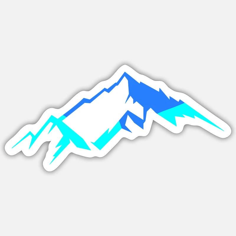 Mountains in neon blue - Sticker size S (10 x 10 cm) - white matte