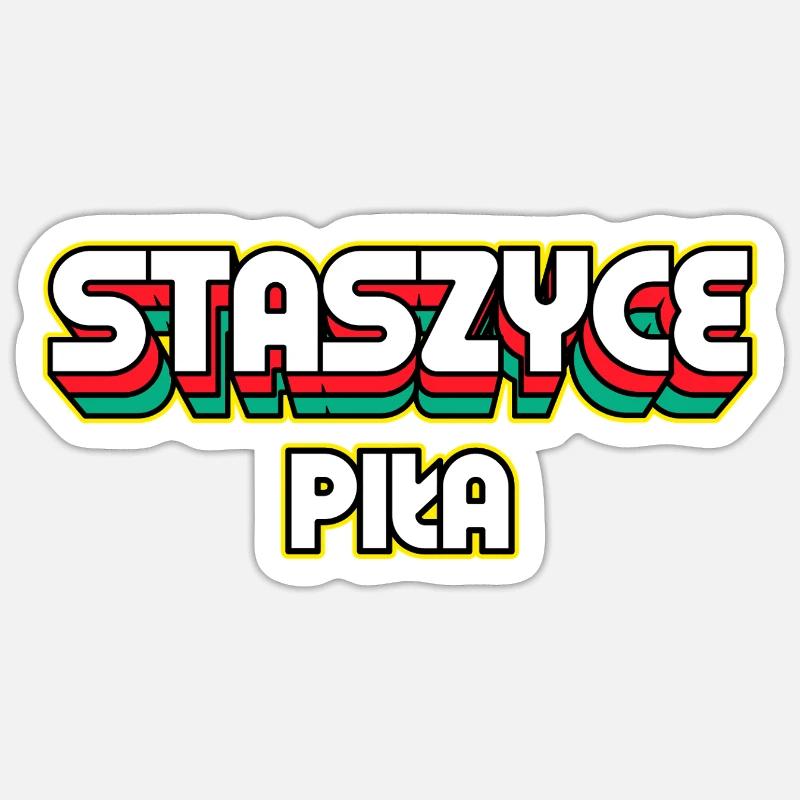 Staszyce Piła. Retro District Name - Sticker size S (10 x 10 cm) - white matte