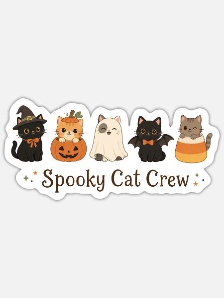 Süße Halloween Katzen - Sticker Größe S (10 x 10 cm) - Mattweiß
