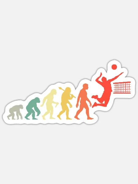 Volleyball Evolution für Vollyeballverein - Sticker Größe S (10 x 10 cm) - Mattweiß