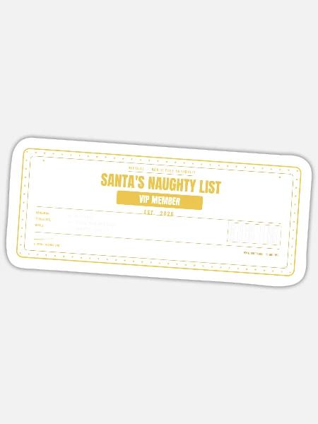 Santa's Naughty List VIP Member - Sticker Größe S (10 x 10 cm) - Mattweiß