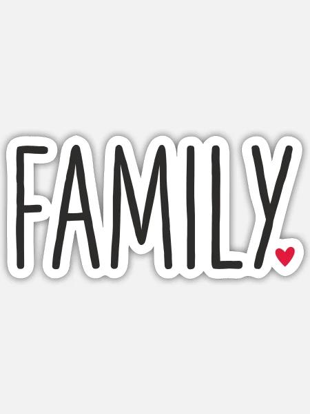 Family mit Herz - Sticker Größe S (10 x 10 cm) - Mattweiß