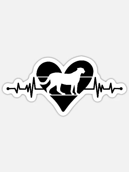 Gepard Silhouette Herz - Sticker Größe S (10 x 10 cm) - Mattweiß