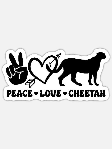 Peace Love Cheetah - Sticker Größe S (10 x 10 cm) - Mattweiß