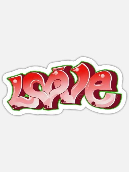 Love Graffiti Pink Neon - Sticker Größe S (10 x 10 cm) - Mattweiß