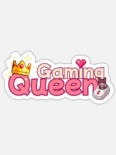 Gaming Queen Pixel Art Crown - Sticker Größe S (10 x 10 cm) - Mattweiß