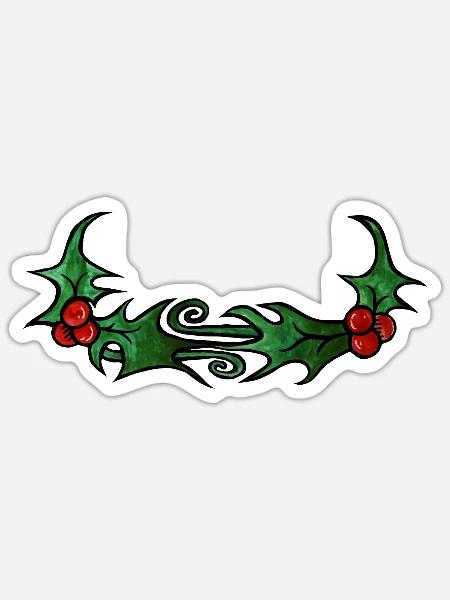 Stechpalmenwirbel-Rand - Sticker Größe S (10 x 10 cm) - Mattweiß