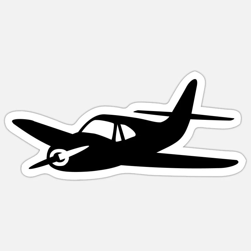 Propellerflugzeug - Sticker Größe S (10 x 10 cm) - Mattweiß