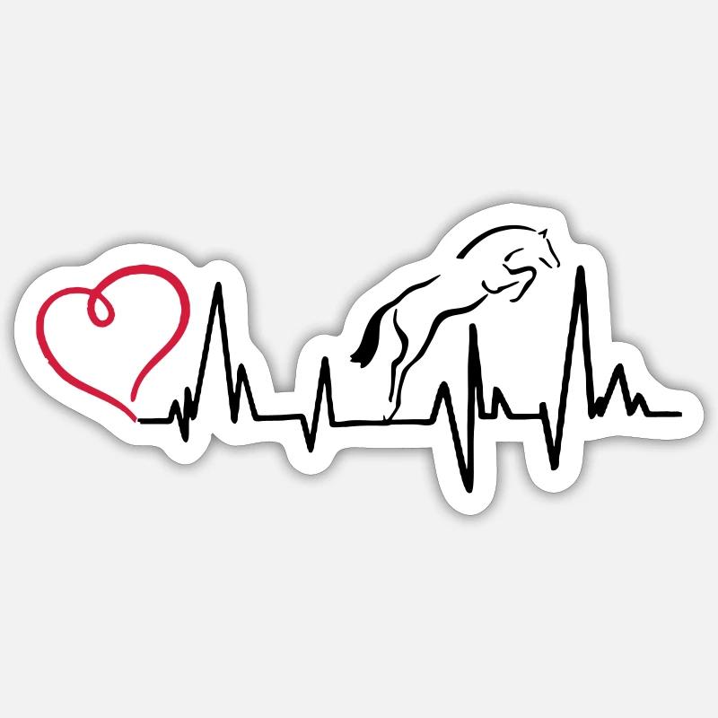 Heartbeat Herzschlag Springpferd Sticker Größe S (10 x 10 cm)