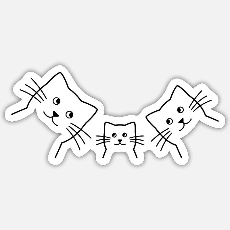 Kätzchen Katzen Familie Liebe Geschenkidee - Sticker Größe S (10 x 10 cm) - Mattweiß