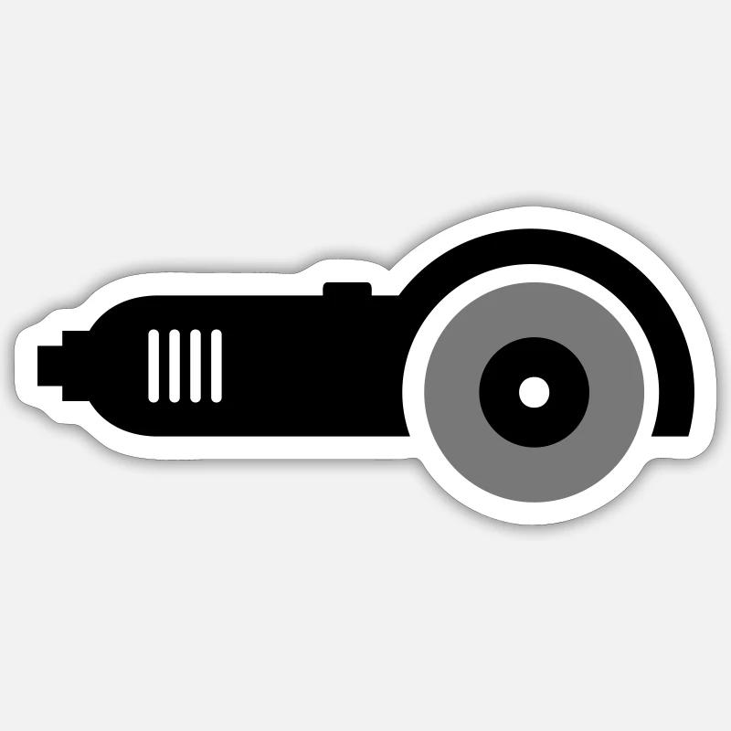 Winkelschleifer Werkzeug Handwerker Baustelle - Sticker Größe S (10 x 10 cm) - Mattweiß