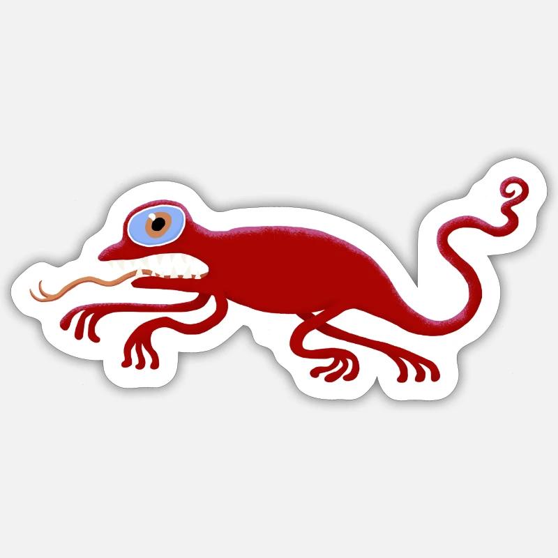 ulkige Echse-rot Sticker Größe S (10 x 10 cm)