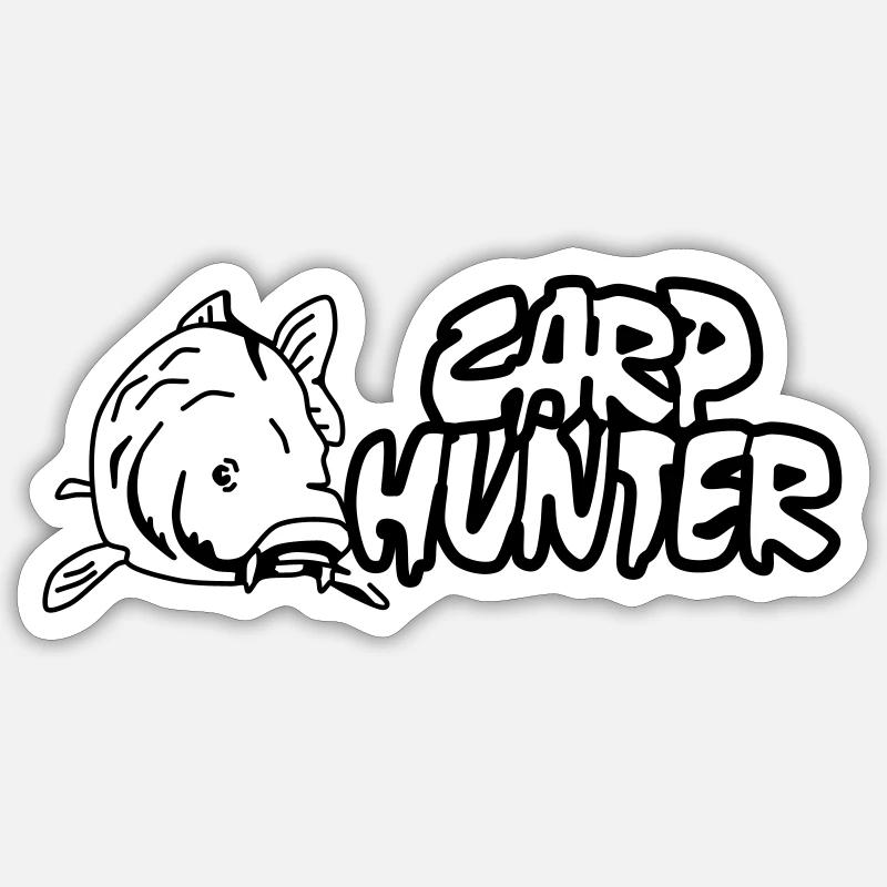 Carp Hunter - Sticker Größe S (10 x 10 cm) - Mattweiß