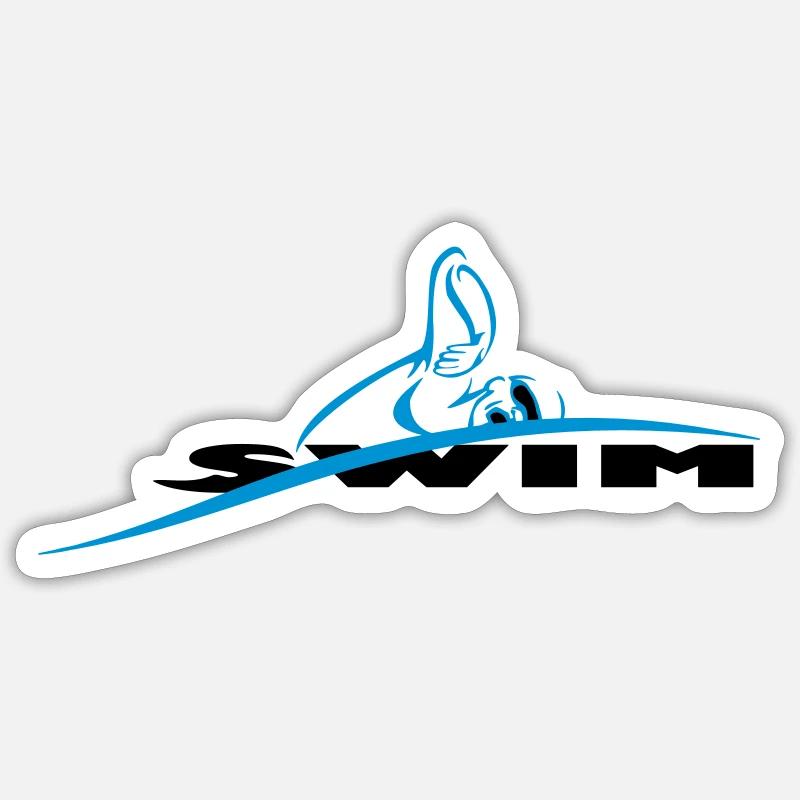 Logo natation nageur stylisé - Sticker taille S (10 x 10 cm) - blanc mat