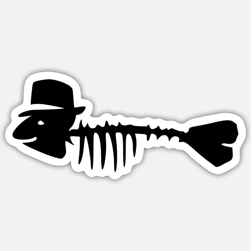 fischgraete mit hut Sticker Größe S (10 x 10 cm)