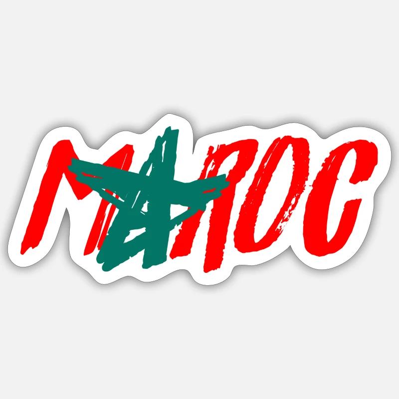 Tee shirt Maroc - Sticker taille S (10 x 10 cm) - blanc mat