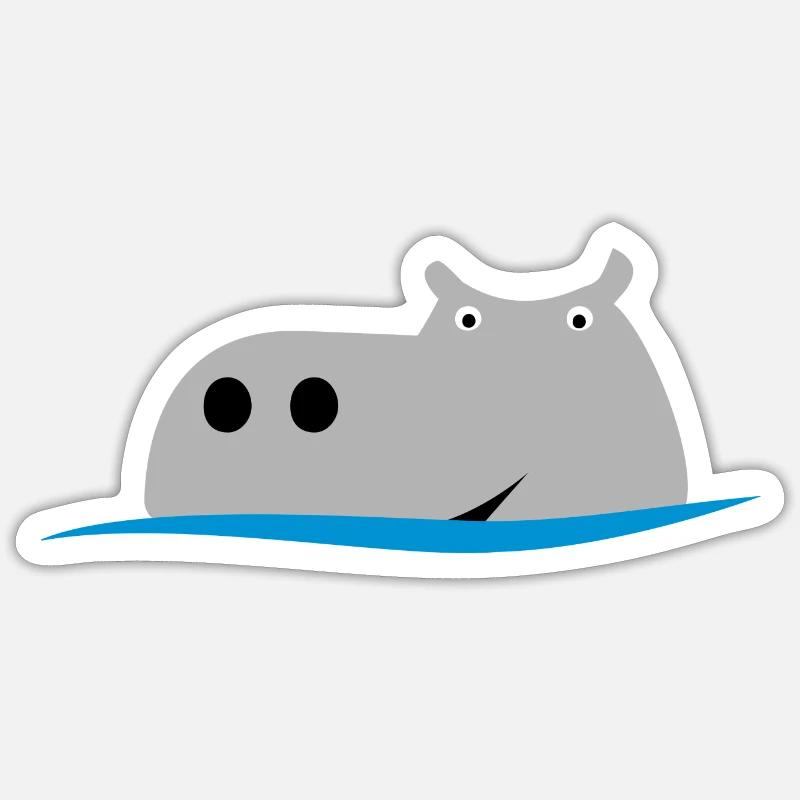 Nilpferd - Sticker Größe S (10 x 10 cm) - Mattweiß