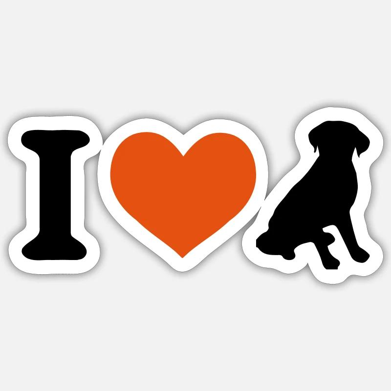J'aime labrador - Sticker taille S (10 x 10 cm) - blanc mat