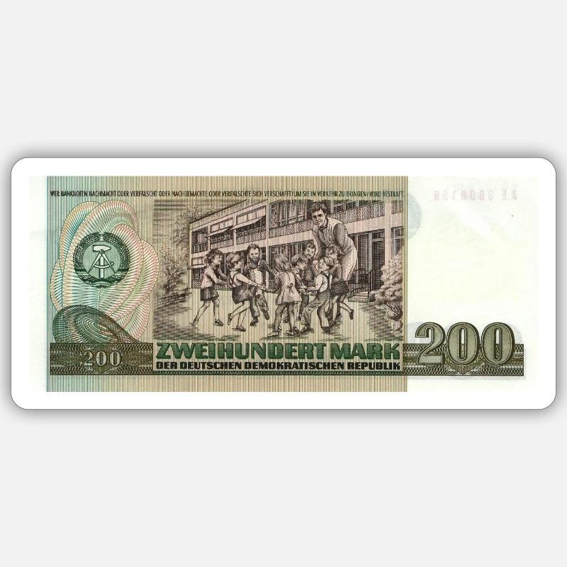 200 Mark der DDR - Sticker Größe S (10 x 10 cm) - Mattweiß
