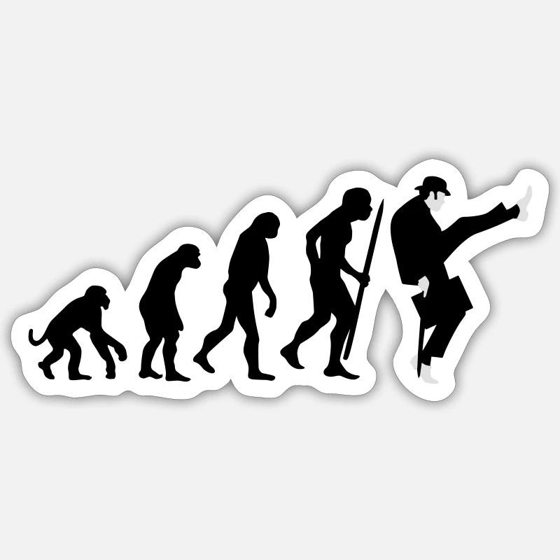 Evolution of silly walks - Sticker taille S (10 x 10 cm) - blanc mat