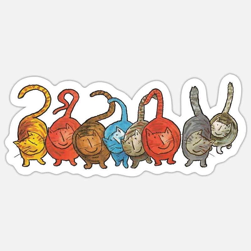 Katzen Cat - Sticker Größe S (10 x 10 cm) - Mattweiß