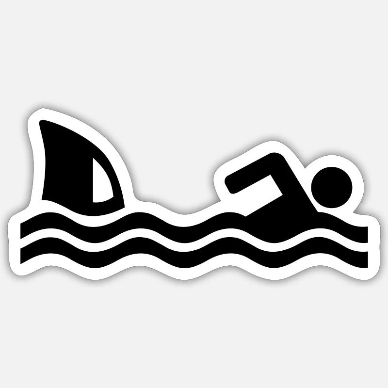 Requin - Sticker taille S (10 x 10 cm) - blanc mat