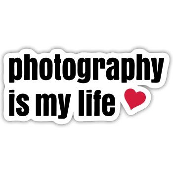 photography is my life - Sticker taille S (10 x 10 cm) - blanc mat - Devant