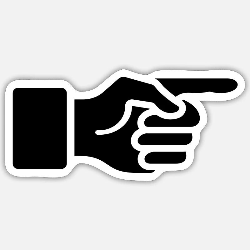 Doigt pointeur, index, main, direct, vous êtes - Sticker taille S (10 x 10 cm) - blanc mat