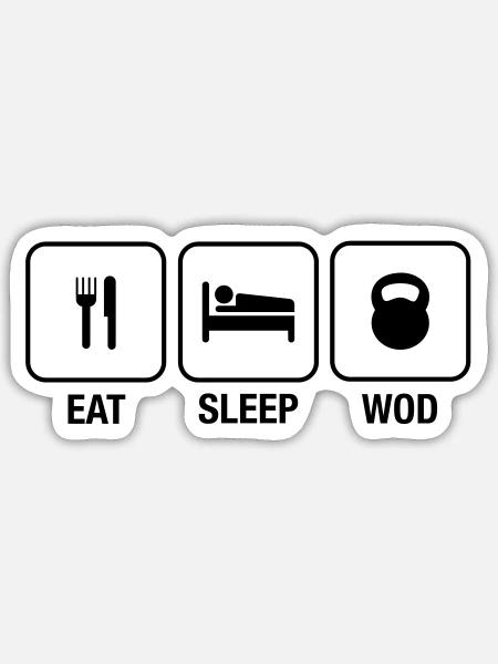Eat Sleep WOD - Sticker Größe S (10 x 10 cm) - Mattweiß