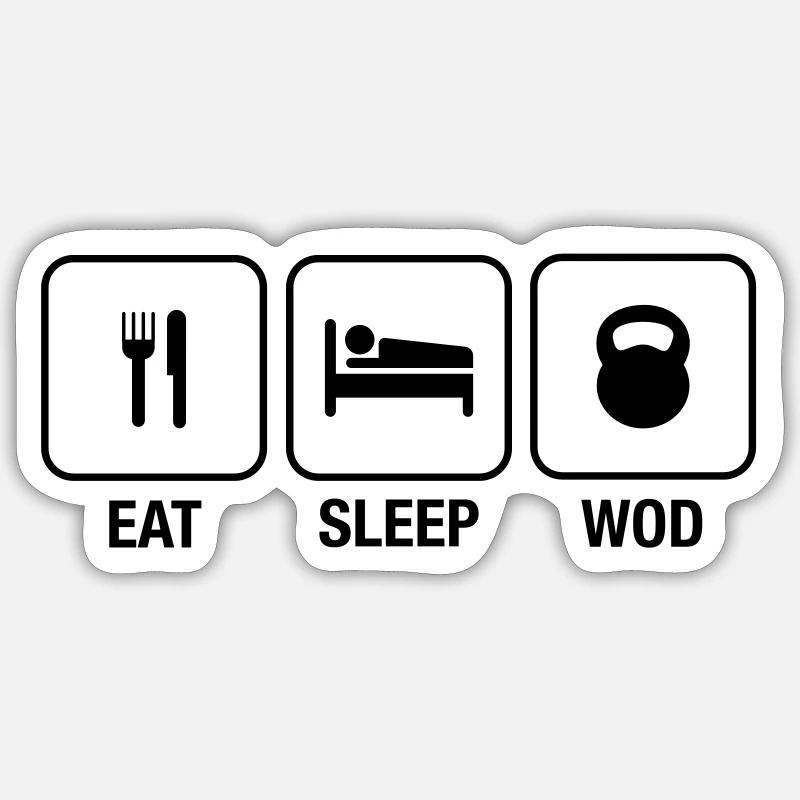 Eat Sleep WOD - Sticker size S (10 x 10 cm) - white matte