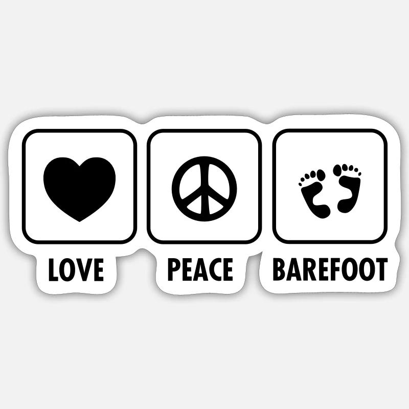 Love, Peace, Barefoot - Sticker size S (10 x 10 cm) - white matte