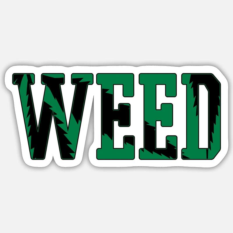 WEED - Sticker taille S (10 x 10 cm) - blanc mat